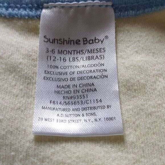 Sunshine‎ Baby 3-6 months yellow blue trim onesie green alligator applique snap - Picture 5 of 5